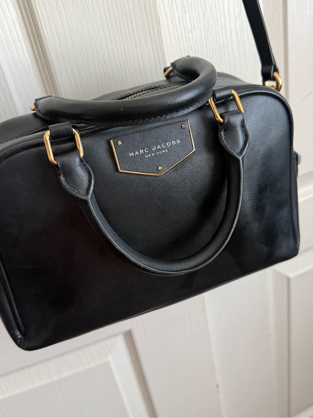 Marc Jacobs Black Leather Top-Handle Satchel Crossbody